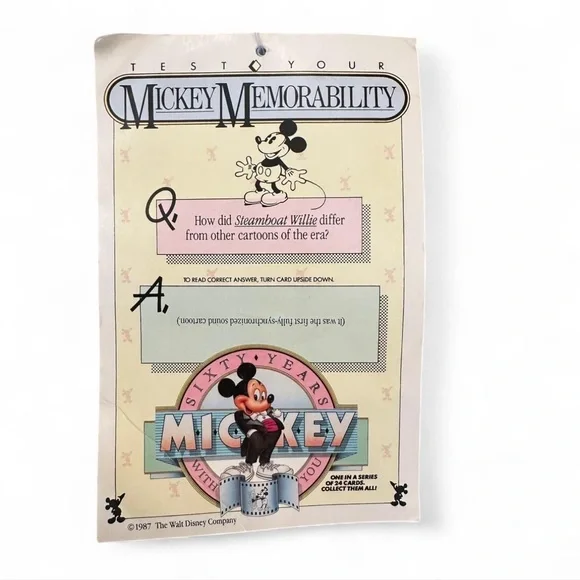 Rare Vintage 1992 Mickey Mouse‎ Sweatshirt Youth Med NWT Sears Disney Trivia Tag - Picture 4 of 6